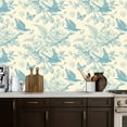 thumbnail image 5 of Peel and Stick Wallpaper Contact Paper Blue Cream White Floral Vintage Birds Blue Flowers Decorative Floral Self Adhesive and Removable 17.7in x 118in, 5 of 8