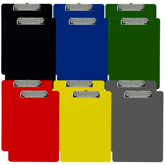 Trade Quest Presse-Papiers en Plastique Opaque Taille Lettre Profil Bas (Lot de 12) (Assorti)