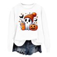 thumbnail image 2 of WEIWEN Women's Halloween Sweatshirt Cute Ghost Graphic Pullover Tops Funny Novelty Pumpkin Printed Long Sleeve Crewneck Fall Sweaters for Women Fashion Clothing White, XL, 2 of 5