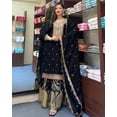 thumbnail image 2 of Indian Bollywood Top Sharara Dupatta Set Heavy Chinon Silk Designer Salwar Suit Round Neck 40, 2 of 5