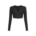 thumbnail image 6 of Aunavey Women's Open Front Rib Knit Cropped Bolero Shrug Cardigan Sweater Long Sleeve V-Neck Button Down, 6 of 8