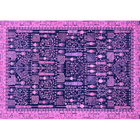 Ahgly Company Indoor Rectangle Abstract Purple Modern Area Rugs, 5' x 7'