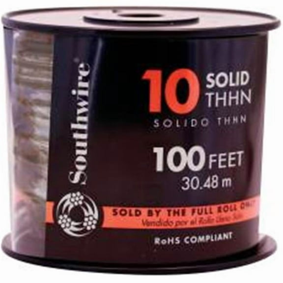 Southwire 11595608 100' 10 Gauge Solid Black Thhn Wire