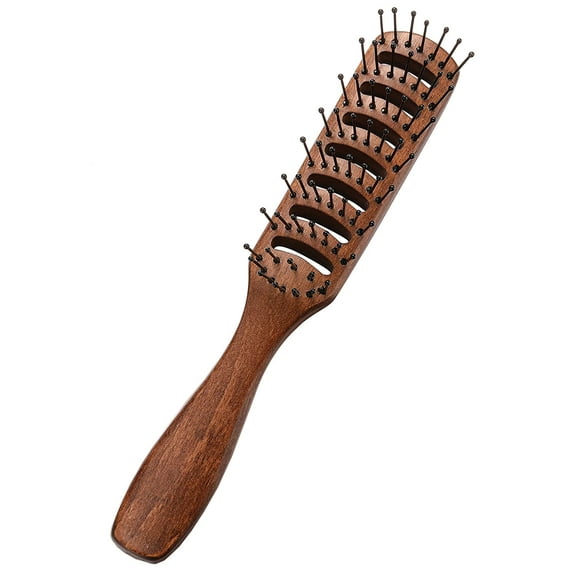 Perfehair Vented Hair Brush for Blow Drying, Men's Vent Volumizing Hairbrush with Ball Tipped Bristles for Styling Dry, Wet, Short, Curly or Straight Hair, Brown