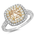 thumbnail image 2 of 1.615 ct Round Cut Simulated Champagne Diamond Halo Engagement Ring for Women in 18K White/Yellow Gold, 2 of 2