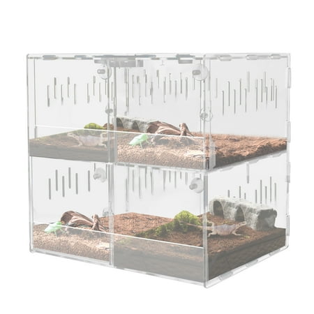 4 Grids Acrylic Reptile Terrarium Lizard Cage Tank Climbing Spider Snake Pet Box Clear Display Case
