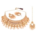 thumbnail image 5 of Efulgenz Indian Bridal Sets for Women Wedding Traditional Faux Pearl Kundan Crystal Stone Necklace Chaandbali Earrings with Maang Tikka Bollywood Indian Jewelry for Women, 5 of 6