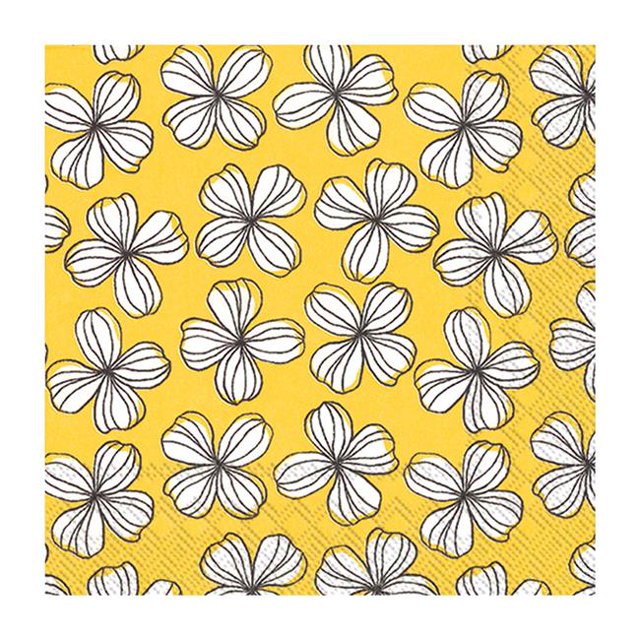 Abbott Collection AB-89-CPN-DP-970 Serviette de Table à Fleurs Graphique Cocktail de 5 Po2&44; Jaune