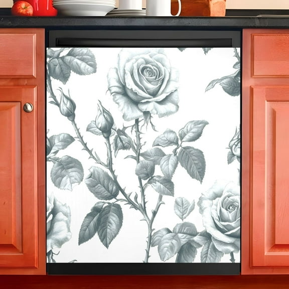 Ryvnso Flower Watercolor Dishwasher Magnetic Refrigerator Magnet Cover Kitchen Home Decorative 23"x26"