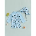 thumbnail image 2 of Nygoyerh Toddler Boys Long Sleeve Swimwear Casual Marine Animal Print Zipper Rash Guard Swimsuit and Hat Beachwear Bathing Suit Infant Clothing 0M 3M 6M 9M 12M 18M 2T 3T, 2 of 7