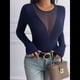 thumbnail image 4 of Camisas Ajustadas de Larga de con Cuello en V Profundo para Mujer, Moda Y2K 2025 Azul Marino M, 4 of 10