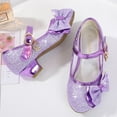 thumbnail image 5 of Fesfesfes Girls Sequined Toe Cap Shoes Princess Style High Heels for Parties,Glitter Dress Shoes for School Performances,Cute Low Heel Sandals(Purple,9 Years), 5 of 7