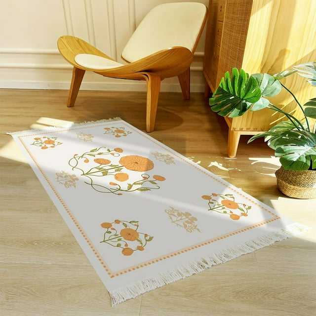 Hand Woven Tassel Long Mat- Non-Slip Entrance Doormat Rug Indoor For Home/Bathroom/Kitchen/Bedroom, Large 51x23.6 Inch