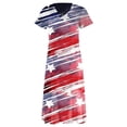 thumbnail image 3 of Yuemengxuan Women Stytlish Maxi Dress, Star  Stripe Print Short Sleeve V-neck One-piece, 3 of 4