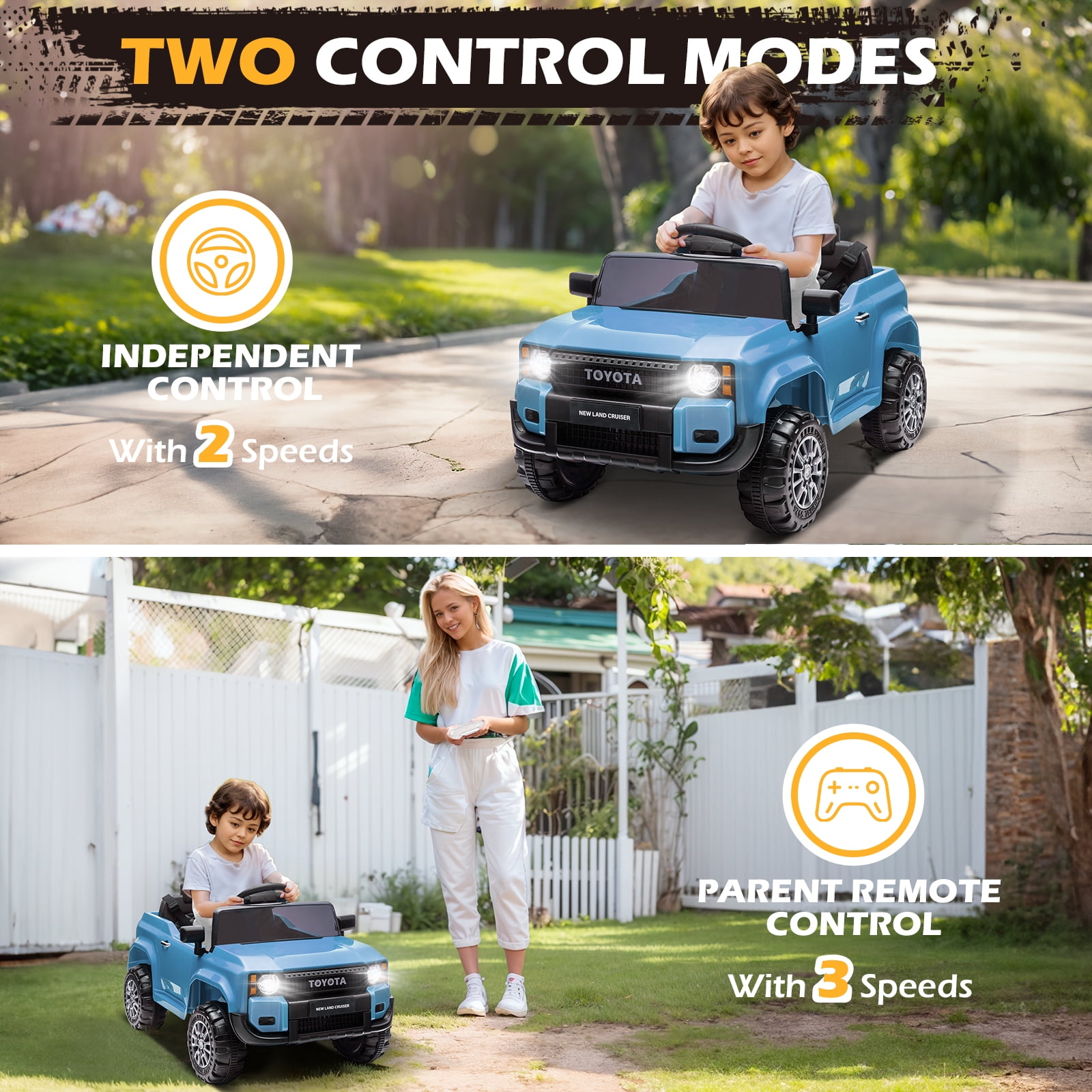 UBesGoo 12V Ride On Car Toys, Licensed Toyota Kids Powered Electric Car with Remote Control for Girls Boys, Blue