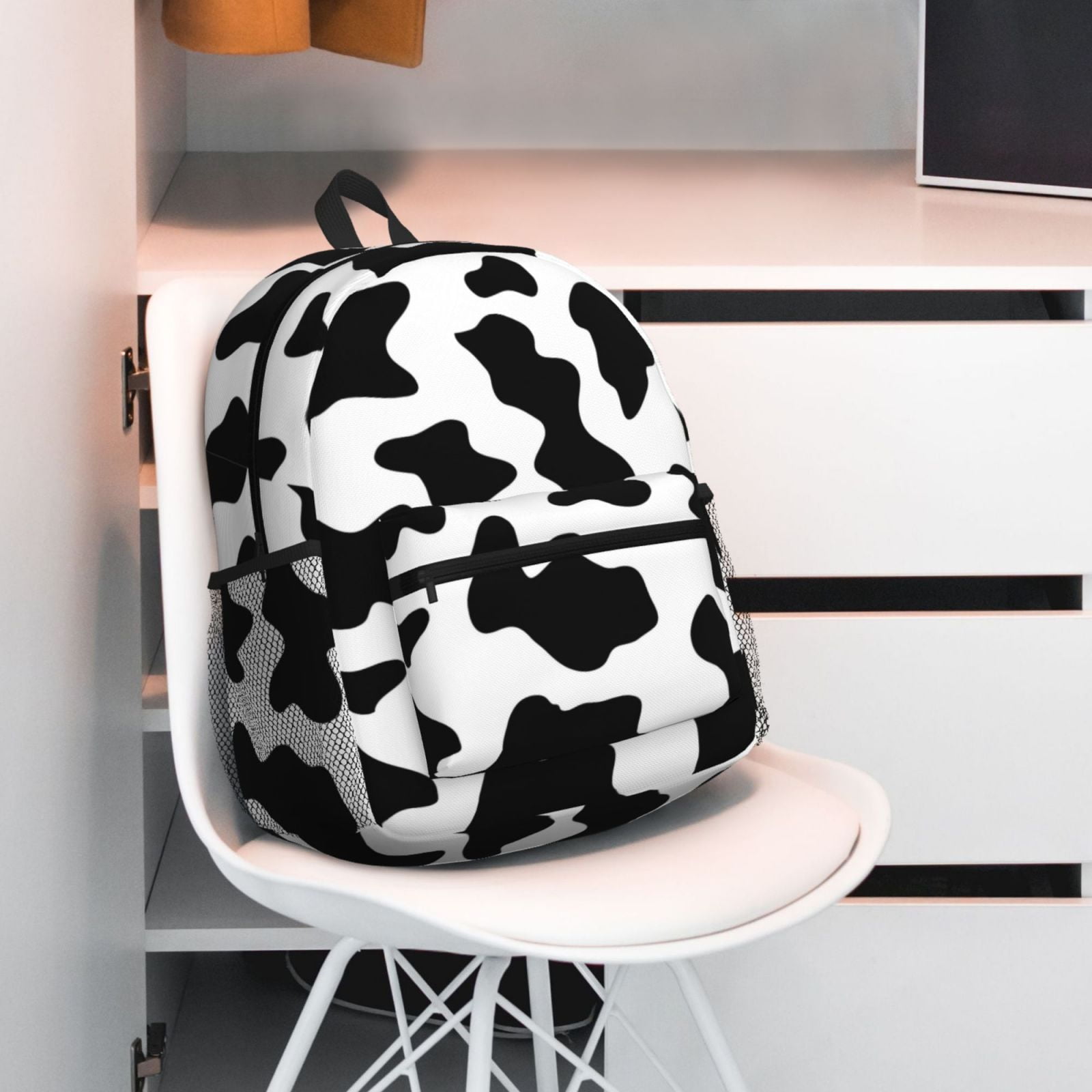 Horeoi Milk Cow Print Casual Backpack for School Work Travel Hiking with Laptop Compartment and Side Pockets Lightweight Design