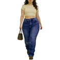 thumbnail image 5 of QERINTE Womens Plus Size bootcut Jeans High Waisted Stretchy Embroidered Jeans Curvy, 5 of 5