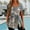 Gray, variant on Aufmer Summer and Fall V Neck T Shirts for Women Elegant Misses Casual Printed Square Neck Short Sleeve Button down down Tops Loose Blouses