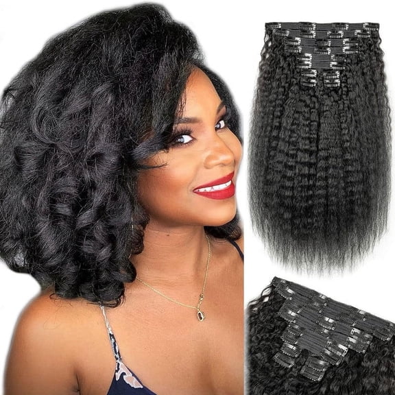 vcay Kinky Straight Clip In Hair Extensions Remy Human Hair 10inch 120g 10Pcs