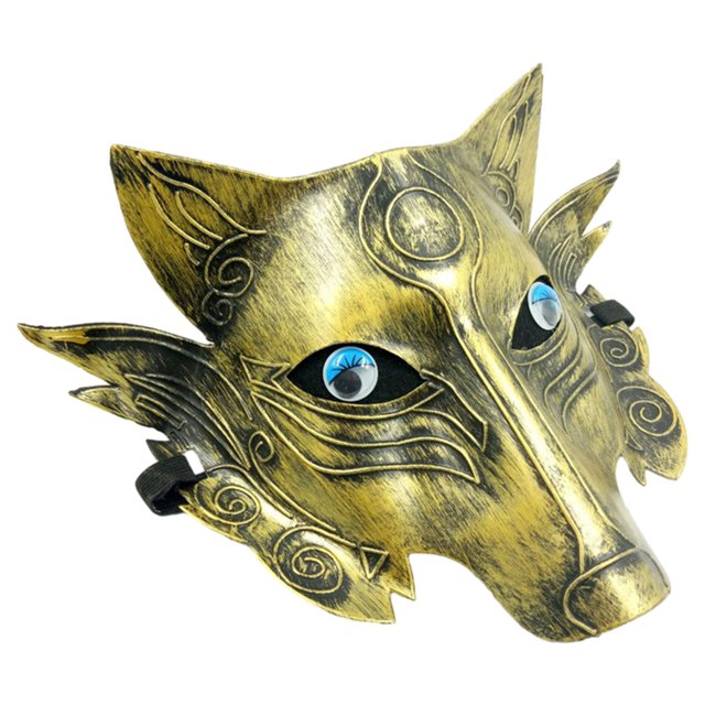 Wolf Mask Cosplay Adults Costume Props Face Mask for Birthday Carnival Party Gold