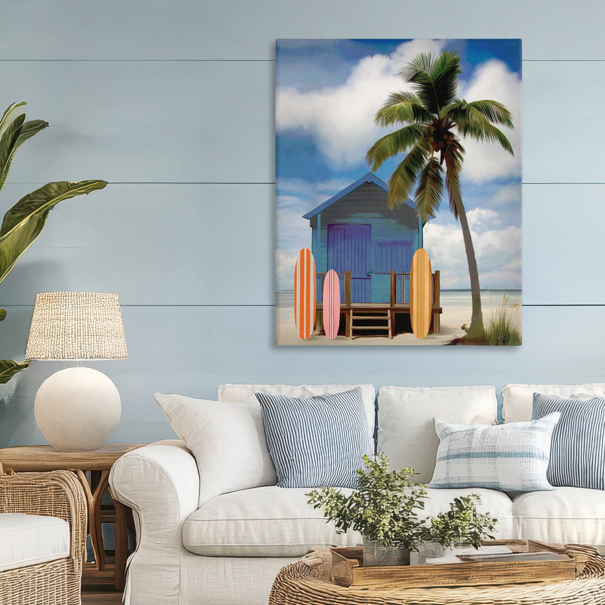 Stupell Industries Palm Overhanging Surf Shop Canvas Wall Art, design by Lisa R Dumm