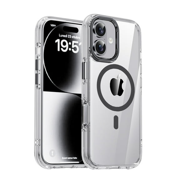 Dteck Magnetic Case for iPhone 17 ,Shockproof TPU PC Clear Case Compatible with Mag Safe Anti-Yellowing Cover for iPhone 17,Black