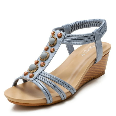 

Aayomet Womens Sandals Summer Elegant High Repurchase Rate Bling Pointed Stiletto Heels For Women Casual Shoes Blue 8.5