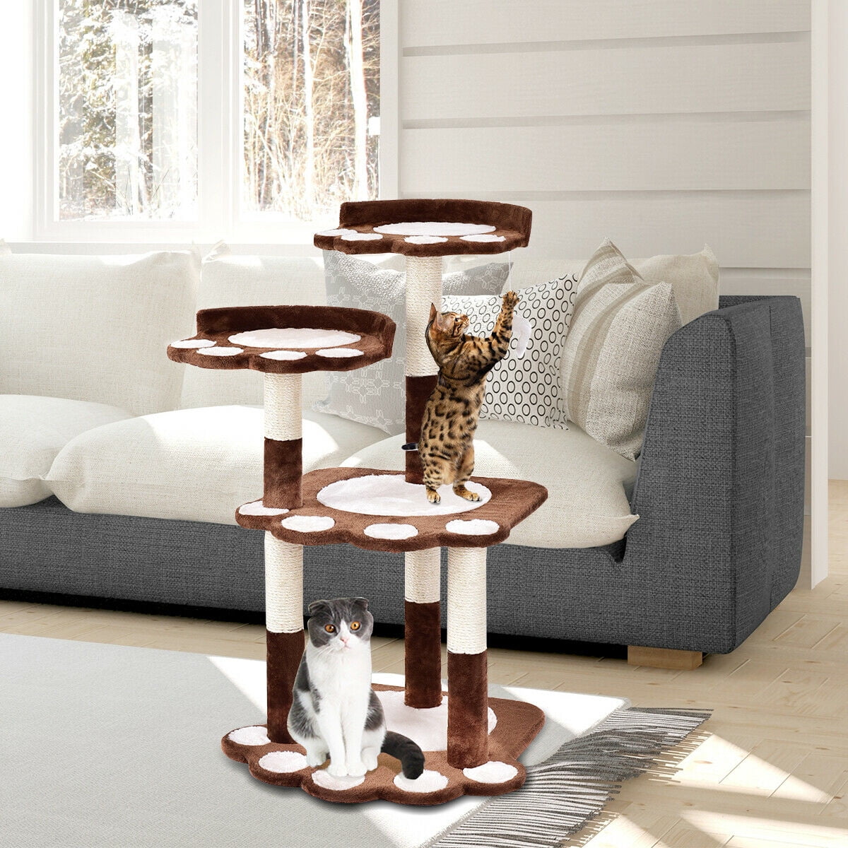 Gymax 42 Cat Tree Kitten Pet Furniture Multi Level Climb Gymax 42 Cat Tree Kitten Pet Furniture Multi Level Climb Scratching Posts Paw Brown Com