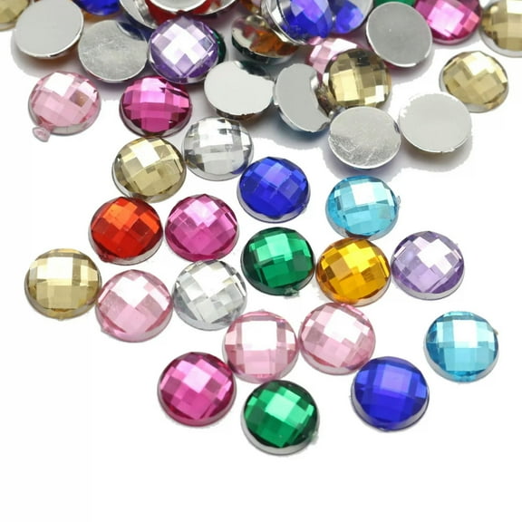 U8MO 200 Mixed Color Acrylic Round Flatback Rhinestone Gems 10mm No Hole