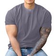 thumbnail image 5 of Mens Workout T Shirts Large Mens Shirts Men's Casual Rib Knit Short Sleeve T Shirts Crew Neck T-Shirt Solid Tee Tops Lightweight Confortable Muscle Tee Blouse, 5 of 6