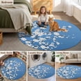 thumbnail image 5 of Spring Floral Round Area Rug 3Ft Washable Small Circle Rugs for Kitchen Entryway, White Cherry Blossom Fowers Sky Blue Non-Slip Carpet Floor Mats Indoor Outdoor Carpet Runner Aesthetic Home Decor, 5 of 8