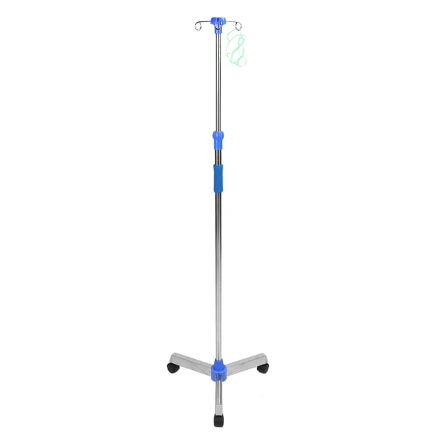 Poteau IV avec Roues Support Portable IV avec 2 Crochets et 3 Roulettes, Support de Sac IV avec Support de Sac IV Amovible, Poteau Hauteur Réglable