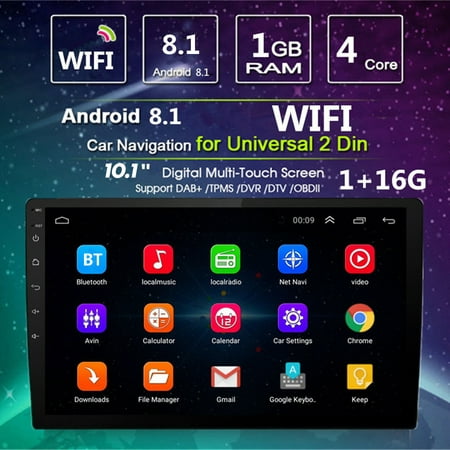 Universa l Wifi GPS Navigation 10.1'' Tough Screen bluetoot h Car Stereo 2 DIN for Android 8.1 Quad Core Radio Video MP5 Player Car Multimedia Player Online Free Map (Best Android Car Radio)