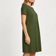 thumbnail image 7 of Noric Women's Summer Casual Short Sleeve Dress Solid Color Crew Neck Pleated Beach Vacation T-Shirt Dresses, 7 of 7