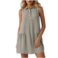 thumbnail image 2 of Odbmxy Summer Women's Shirt Dress Collared Casual Sleeveless Plain Shift Womens Dresses Mini Everyday Tiered, 2 of 6