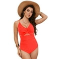 thumbnail image 4 of WUANDIXFA Tummy Control Swimwear Womens One Piece Swimsuit Bathing Suit Full Coverage Mesh Swim Suits Watermelon Red,2XL, 4 of 6