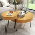 thumbnail image 4 of Costway Farmhouse Round Coffee Table Set of 2 End Table Natural Finish for Living Room, 4 of 10