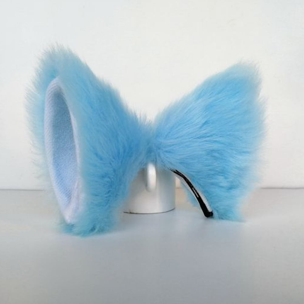 UK Cosplay Party Cat Fox Long Fur Ears Anime Neko Costume Hair Clip Hot Sale 