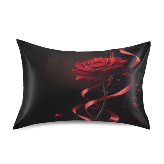 Ryvnso Satin Pillowcase Rose Flower Pillow Cases Standard Size 26x20in