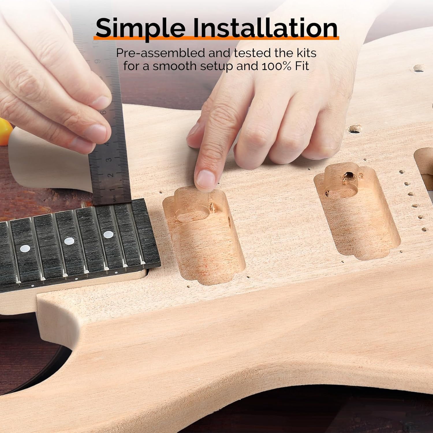 Glarry DIY Electric Guitar Kit, 6 Strings Guitar Kit with Mahogany Wood Body Maple Neck for Beginner, All Components Included Build Your Own Guitar (Burning Fire)