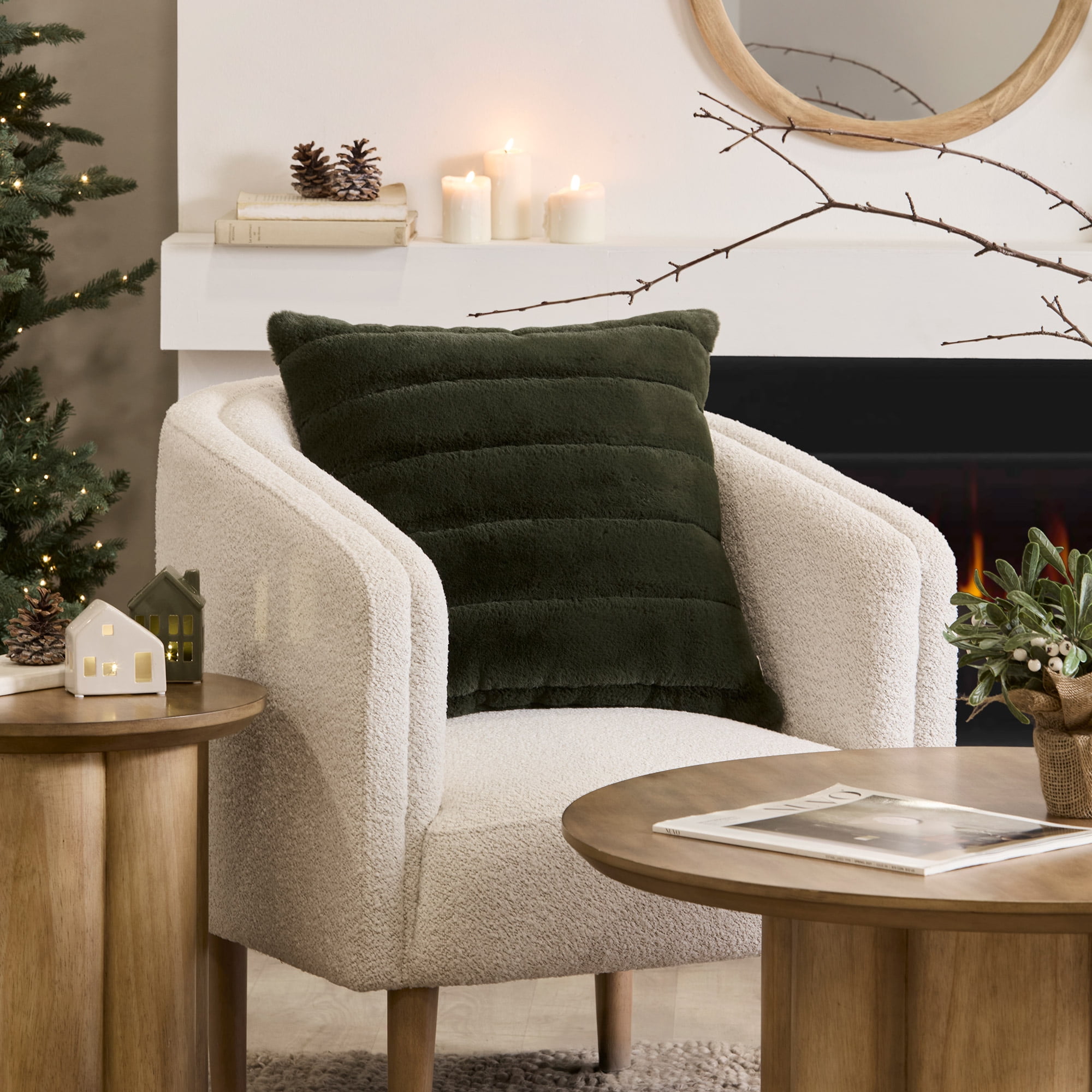 Bouclair Cougar Faux Fur Throw Pillow, Boucle cushion, cozy texture