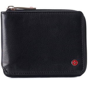 Alpine Swiss Zipper Bifold Wallet, Genuine Leather