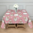 thumbnail image 3 of Pink Christmas Santa Pattern Square Tablecloth,Waterproof Square Table Cover,Wipeable Spillproof Washable Table Cover for Home Kitchen Party Decor 52"x52"(132x132cm), 3 of 6