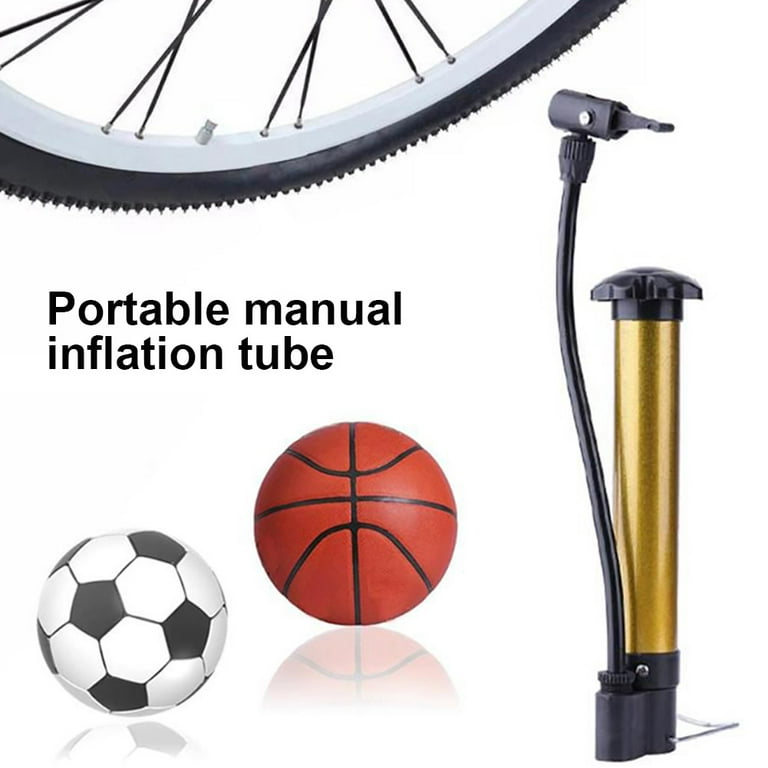 MyBeauty Portable High Pressure Bycycle Tire Basketball Football Manual Air  Pump Inflator Golden Glue Fixed