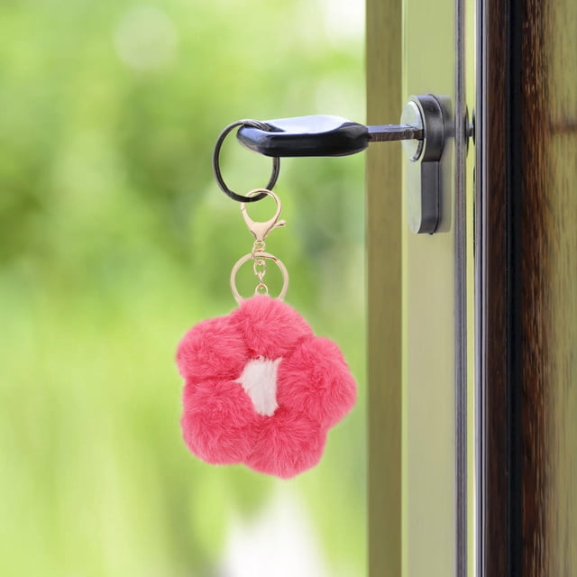 IDEANATEGRATE Llavero Círculo De Artificial Con Pompón Para Accesorios Y Llaves