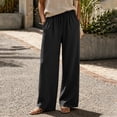 thumbnail image 3 of FAIWAD Linen Pants Women Wide Leg Palazzo Pants Drawstring Elastic Waist Casual Beach Vacation Travel Trousers with Pockets, 3 of 8