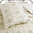 thumbnail image 2 of Cozy Line Home Fashions Floral Cotton/Polyester Reversible Quilt Set, King, Beige, 2 of 6