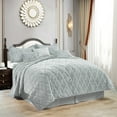 thumbnail image 2 of Home Soft Things 7 Piece Ogee Faux Fur Embroidery Bedspread Set - Bluish Grey - King (102" x 90"), 2 of 9