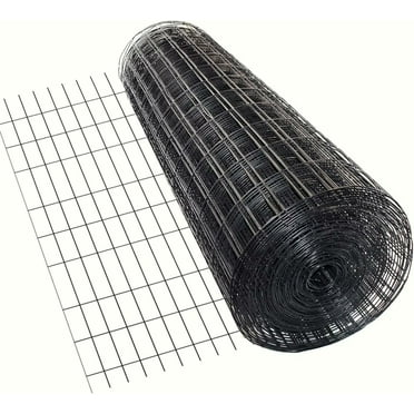 Trident Fence 4' x 100' 12.5ga. Welded Wire Fence Roll Black PVC Coated - 2" x 4" Mesh