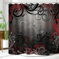 thumbnail image 4 of Red and Black Shower Curtain Mystic Magical Forest Modern Inspired Floral Swirls Leaves Bath Curtain Waterproof Fabric Bathroom Decor 72x72 Inch Plastic Hooks 12 PCS, 4 of 6